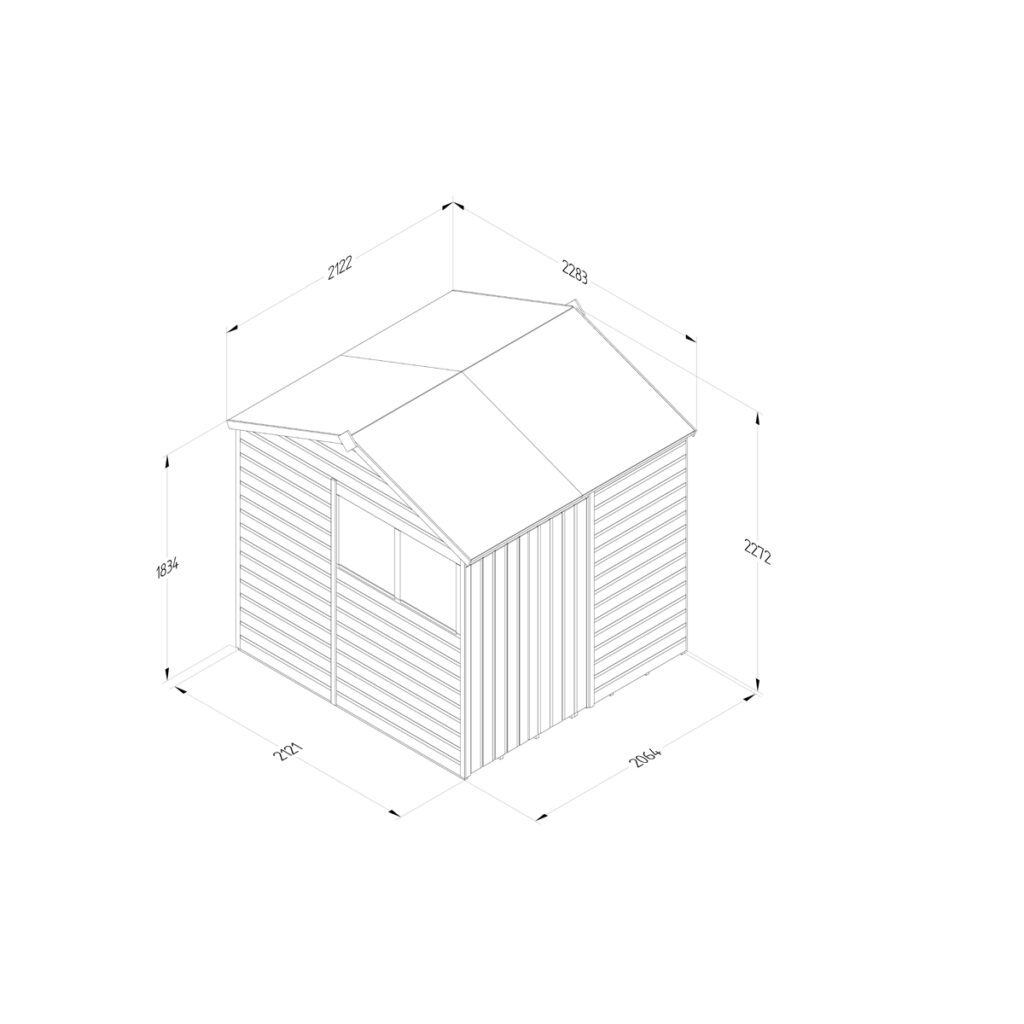 Beckwood 7×7 Reverse Apex Shed – 2 Windows – Double Door 5013053198377 2